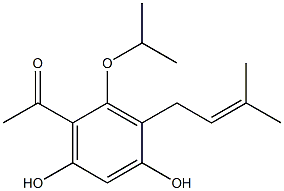 2'-(Isopropyloxy)-3'-(3-methyl-2-butenyl)-4',6'-dihydroxy-acetophenone Struktur