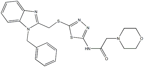 N-[2-[(1-Benzyl-1H-benzimidazol-2-yl)methylthio]-1,3,4-thiadiazol-5-yl]-2-morpholinoacetamide Structure