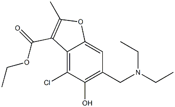 4-Chloro-6-(diethylaminomethyl)-5-hydroxy-2-methyl-3-benzofurancarboxylic acid ethyl ester Structure