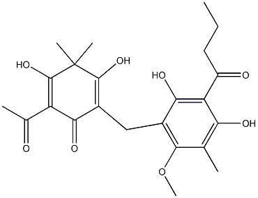 6-Acetyl-2-(2,4-dihydroxy-5-methyl-6-methoxy-3-butyrylbenzyl)-3,5-dihydroxy-4,4-dimethyl-2,5-cyclohexadien-1-one Structure