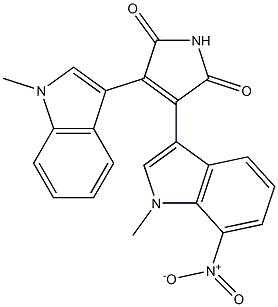 3-(7-ニトロ-1-メチル-1H-インドール-3-イル)-4-(1-メチル-1H-インドール-3-イル)-1H-ピロール-2,5-ジオン 化学構造式