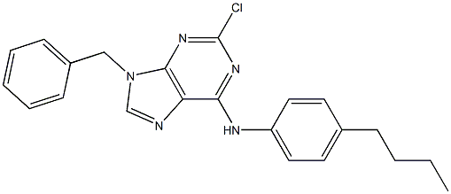 9-Benzyl-2-chloro-6-(4-butylphenylamino)-9H-purine Struktur