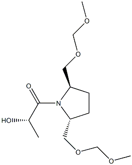 (2R,5R)-2,5-ビス(メトキシメトキシメチル)-1-[(S)-2-ヒドロキシプロピオニル]テトラヒドロ-1H-ピロール 化学構造式