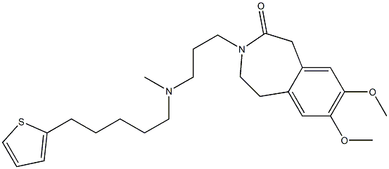 2,3-Dihydro-7,8-dimethoxy-3-[3-[N-[5-(2-thienyl)pentyl]-N-methylamino]propyl]-1H-3-benzazepin-4(5H)-one,,结构式