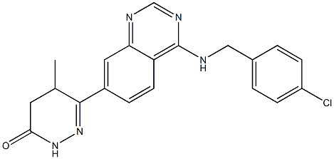 4,5-Dihydro-5-methyl-6-[4-(4-chlorobenzylamino)quinazolin-7-yl]pyridazin-3(2H)-one,,结构式