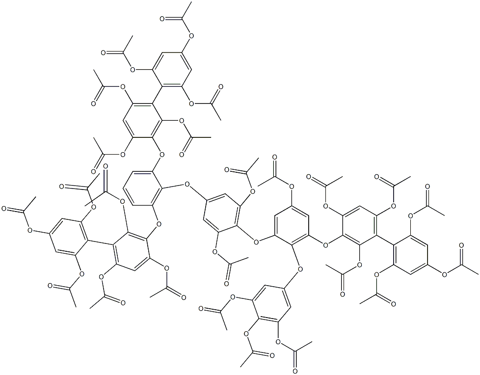 1,3-Bis[(2,2',4,4',6,6'-hexaacetoxy-1,1'-biphenyl-3-yl)oxy]-2-[4-[3-[(2,2',4,4',6,6'-hexaacetoxy-1,1'-biphenyl-3-yl)oxy]-2-(3,4,5-triacetoxyphenoxy)-5-acetoxyphenoxy]-3,5-diacetoxyphenoxy]benzene 结构式