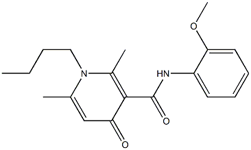 N-(2-メトキシフェニル)-1-ブチル-2,6-ジメチル-4-オキソ-1,4-ジヒドロ-3-ピリジンカルボアミド 化学構造式