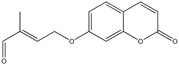 7-[[(E)-3-Formyl-2-butenyl]oxy]-2H-1-benzopyran-2-one Struktur