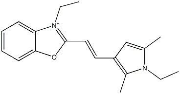 3-Ethyl-2-[2-(1-ethyl-2,5-dimethyl-1H-pyrrol-3-yl)ethenyl]benzoxazol-3-ium,,结构式