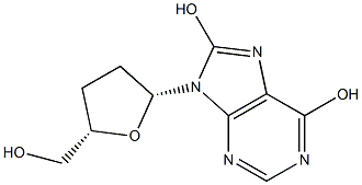 8-ヒドロキシ-2',3'-ジデオキシイノシン 化学構造式
