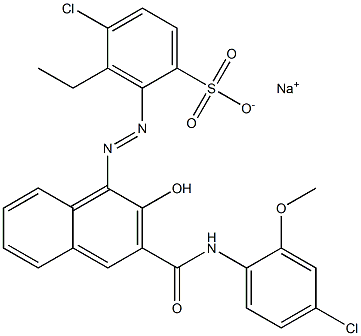 4-Chloro-3-ethyl-2-[[3-[[(4-chloro-2-methoxyphenyl)amino]carbonyl]-2-hydroxy-1-naphtyl]azo]benzenesulfonic acid sodium salt Struktur
