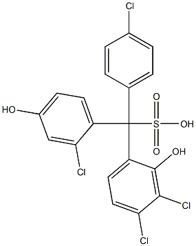 (4-Chlorophenyl)(2-chloro-4-hydroxyphenyl)(3,4-dichloro-2-hydroxyphenyl)methanesulfonic acid Struktur