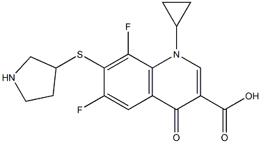 7-(Pyrrolidin-3-yl)thio-1-cyclopropyl-6,8-difluoro-1,4-dihydro-4-oxoquinoline-3-carboxylic acid 结构式