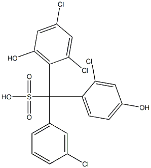 (3-Chlorophenyl)(2-chloro-4-hydroxyphenyl)(2,4-dichloro-6-hydroxyphenyl)methanesulfonic acid Struktur