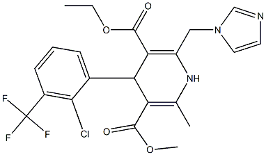 6-(1H-Imidazol-1-ylmethyl)-4-(2-chloro-3-(trifluoromethyl)phenyl)-2-methyl-1,4-dihydropyridine-3,5-dicarboxylic acid 3-methyl 5-ethyl ester Struktur