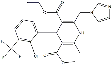 6-(1H-Imidazol-1-ylmethyl)-4-(2-chloro-3-(trifluoromethyl)phenyl)-2-methyl-1,4-dihydropyridine-3,5-dicarboxylic acid 3-methyl 5-ethyl ester Structure