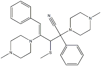 3-Methylthio-2,5-diphenyl-2,4-bis(4-methyl-1-piperazinyl)-4-pentenonitrile,,结构式