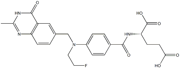 (2S)-2-[4-[N-[(3,4-ジヒドロ-2-メチル-4-オキソキナゾリン)-6-イルメチル]-N-(2-フルオロエチル)アミノ]ベンゾイルアミノ]グルタル酸 化学構造式