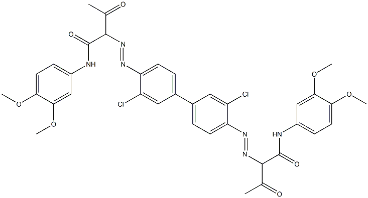 4,4'-Bis[[1-(3,4-dimethoxyphenylamino)-1,3-dioxobutan-2-yl]azo]-3,3'-dichloro-1,1'-biphenyl 结构式