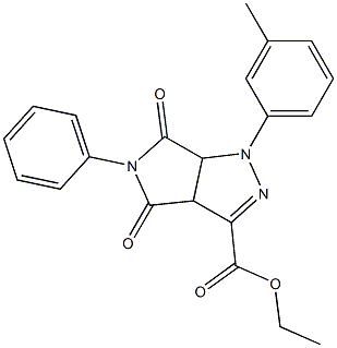 1,3a,4,5,6,6a-ヘキサヒドロ-4,6-ジオキソ-5-(フェニル)-1-(3-メチルフェニル)ピロロ[3,4-c]ピラゾール-3-カルボン酸エチル 化学構造式