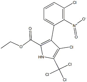 4-Chloro-3-(3-chloro-2-nitrophenyl)-5-(trichloromethyl)-1H-pyrrole-2-carboxylic acid ethyl ester,,结构式