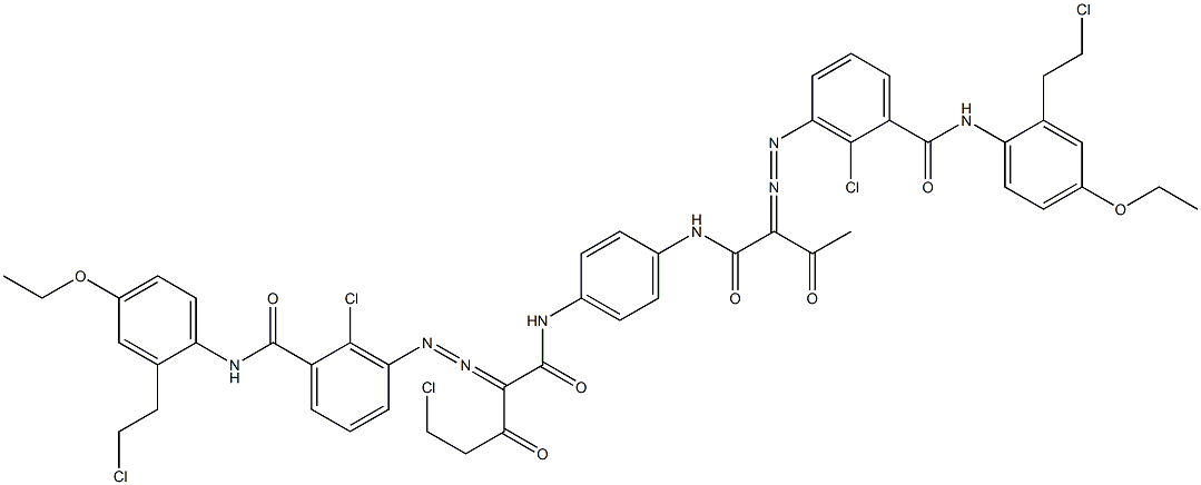 3,3'-[2-(Chloromethyl)-1,4-phenylenebis[iminocarbonyl(acetylmethylene)azo]]bis[N-[2-(2-chloroethyl)-4-ethoxyphenyl]-2-chlorobenzamide] Structure