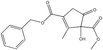 4-ベンジルオキシカルボニル-2-ヒドロキシ-2-メトキシカルボニル-3-メチル-3-シクロペンテン-1-オン 化学構造式