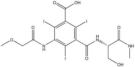 3-[[[(S)-1-(Hydroxymethyl)-2-(methylamino)-2-oxoethyl]amino]carbonyl]-2,4,6-triiodo-5-[(methoxyacetyl)amino]benzoic acid Struktur