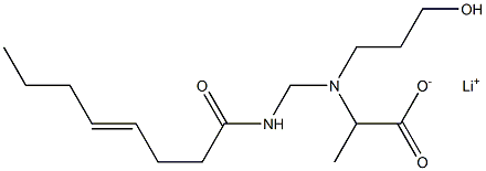 2-[N-(3-ヒドロキシプロピル)-N-(4-オクテノイルアミノメチル)アミノ]プロピオン酸リチウム 化学構造式