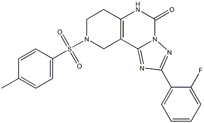 2-(2-Fluorophenyl)-6,7,8,9-tetrahydro-8-(4-methylphenylsulfonyl)-1,3,3a,5,8-pentaaza-3aH-benz[e]inden-4(5H)-one 结构式