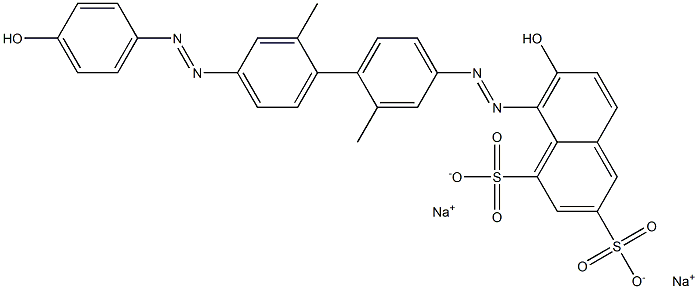 8-[4'-(p-Hydroxyphenylazo)-2,2'-dimethyl-4-biphenylylazo]-7-hydroxy-1,3-naphthalenedisulfonic acid disodium salt Struktur