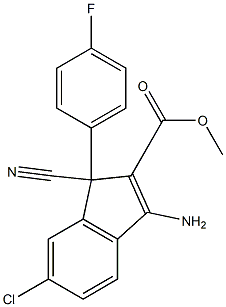 3-Amino-1-cyano-6-chloro-1-(4-fluorophenyl)-1H-indene-2-carboxylic acid methyl ester Structure