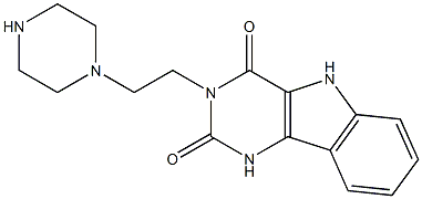 3-[2-[1-ピペラジニル]エチル]-1H-ピリミド[5,4-b]インドール-2,4(3H,5H)-ジオン 化学構造式