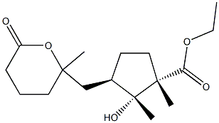 (1S,2R,3R)-2-Hydroxy-3-[(2-methyl-6-oxotetrahydro-2H-pyran)-2-ylmethyl]-1,2-dimethylcyclopentanecarboxylic acid ethyl ester Struktur