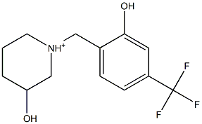1-[2-ヒドロキシ-4-(トリフルオロメチル)ベンジル]-3-ヒドロキシピペリジン-1-カチオン 化学構造式