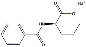 [R,(-)]-2-(ベンゾイルアミノ)吉草酸ナトリウム 化学構造式