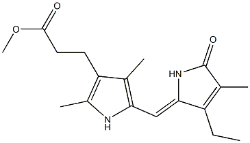 2,4-Dimethyl-5-[(Z)-(3-ethyl-4-methyl-5-oxo-3-pyrroline-2-ylidene)methyl]-1H-pyrrole-3-propanoic acid methyl ester,,结构式