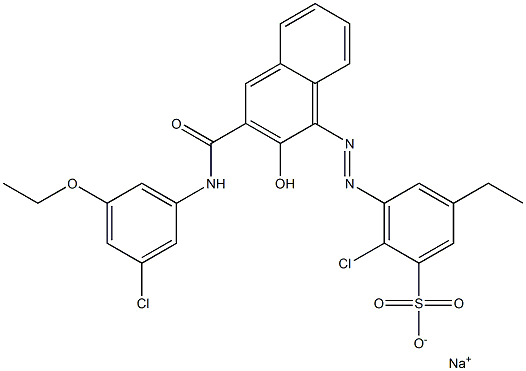 2-Chloro-5-ethyl-3-[[3-[[(3-chloro-5-ethoxyphenyl)amino]carbonyl]-2-hydroxy-1-naphtyl]azo]benzenesulfonic acid sodium salt 结构式