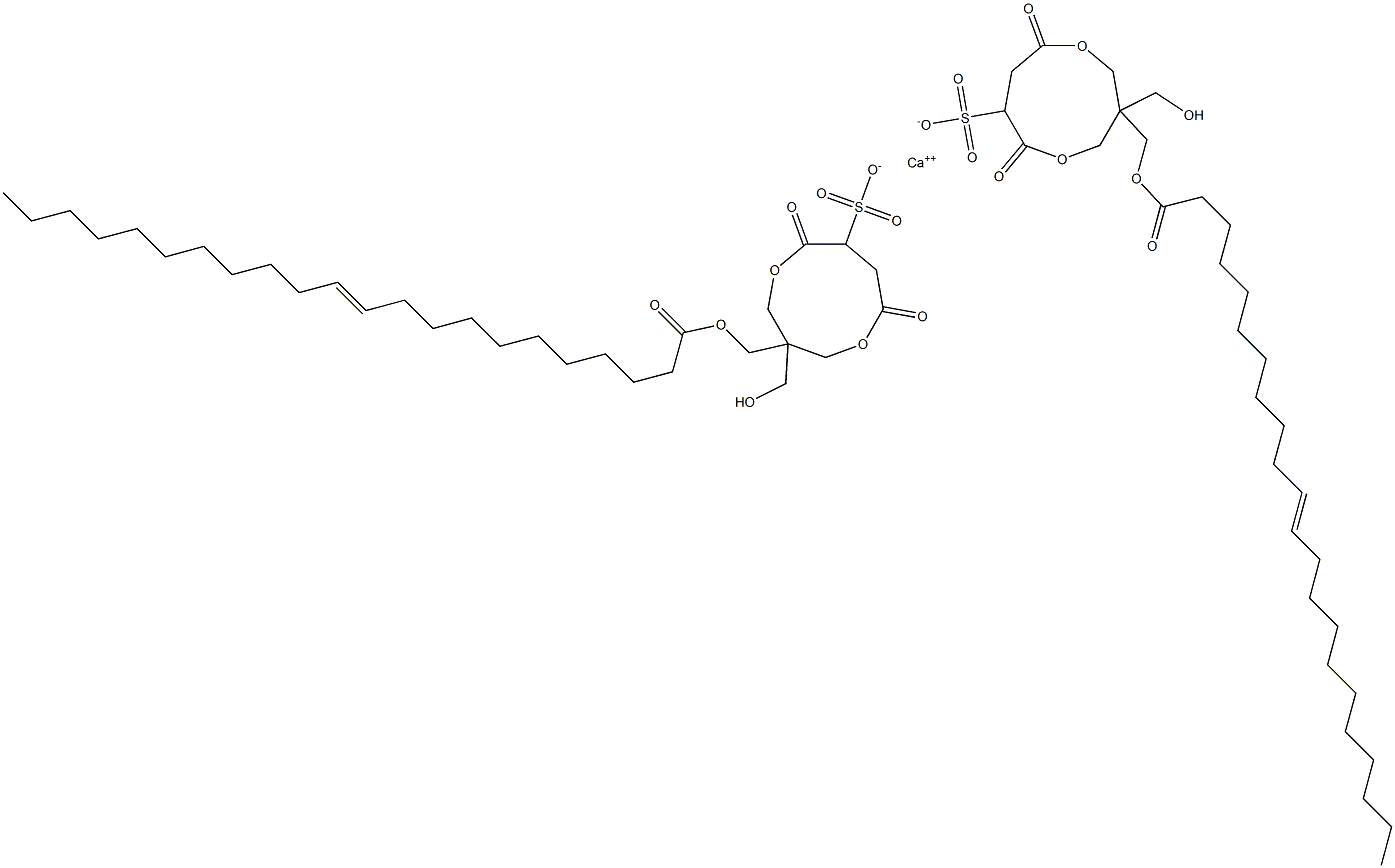 Bis[1-[[[(E)-1-oxo-11-docosen-1-yl]oxy]methyl]-1-(hydroxymethyl)-4,7-dioxo-3,8-dioxacyclononane-6-sulfonic acid]calcium salt 结构式