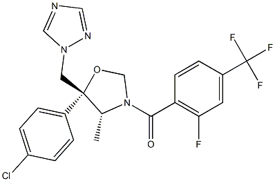 (4R,5R)-5-(4-Chlorophenyl)-4-methyl-3-[4-(trifluoromethyl)-6-fluorobenzoyl]-5-[(1H-1,2,4-triazol-1-yl)methyl]oxazolidine Struktur