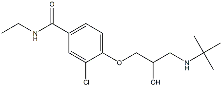 1-[4-[エチルカルバモイル]-2-クロロフェノキシ]-3-[tert-ブチルアミノ]-2-プロパノール 化学構造式
