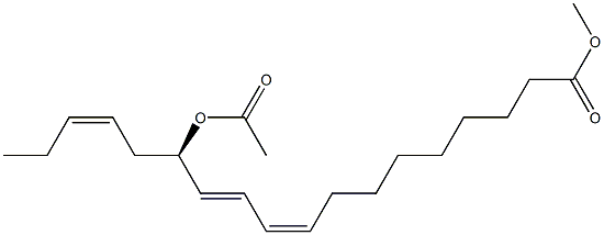 (9Z,11E,13R,15Z)-13-Acetoxy-9,11,15-octadecatrienoic acid methyl ester Structure