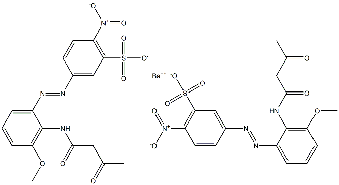 Bis[3-[2-(1,3-dioxobutylamino)-3-methoxyphenylazo]-6-nitrobenzenesulfonic acid]barium salt 结构式