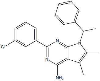 4-Amino-5,6-dimethyl-7-(1-phenylethyl)-2-(3-chlorophenyl)-7H-pyrrolo[2,3-d]pyrimidine Structure