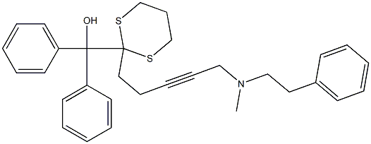 ジフェニル[2-[5-[N-メチル-N-(2-フェニルエチル)アミノ]-3-ペンチニル]-1,3-ジチアン-2-イル]メタノール 化学構造式
