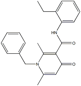 N-(2-エチルフェニル)-1-ベンジル-2,6-ジメチル-4-オキソ-1,4-ジヒドロ-3-ピリジンカルボアミド 化学構造式