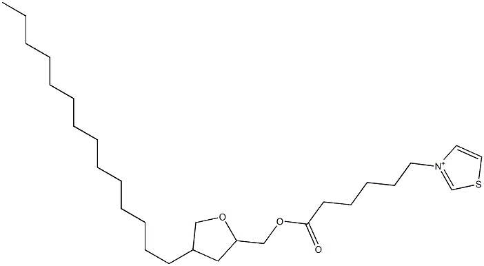 3-[6-[[テトラヒドロ-4-テトラデシルフラン]-2-イルメトキシ]-6-オキソヘキシル]チアゾリウム 化学構造式