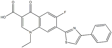 1,4-ジヒドロ-1-エチル-4-オキソ-6-フルオロ-7-(4-フェニルチアゾール-2-イル)キノリン-3-カルボン酸 化学構造式