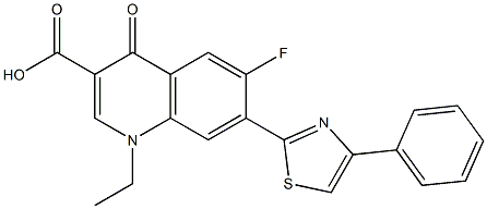 1,4-Dihydro-1-ethyl-4-oxo-6-fluoro-7-(4-phenylthiazol-2-yl)quinoline-3-carboxylic acid,,结构式