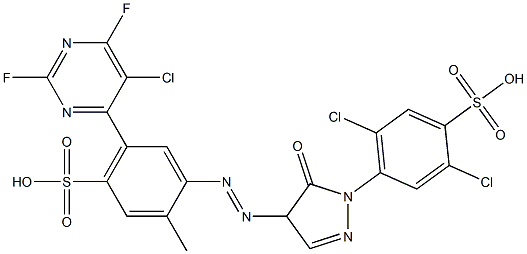 4-[4-[[5-(5-Chloro-2,6-difluoro-4-pyrimidinyl)-4-sulfo-2-methylphenyl]azo]-5-oxo-2-pyrazolin-1-yl]-2,5-dichlorobenzenesulfonic acid